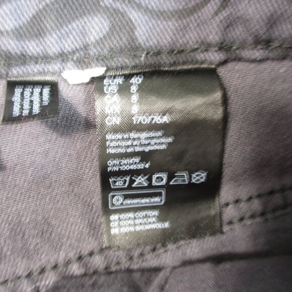 H&M No Fear Pants Womens 8 Black Wide Leg Loose Fit Twill All Over Print 29 x 31 - Picture 4 of 16